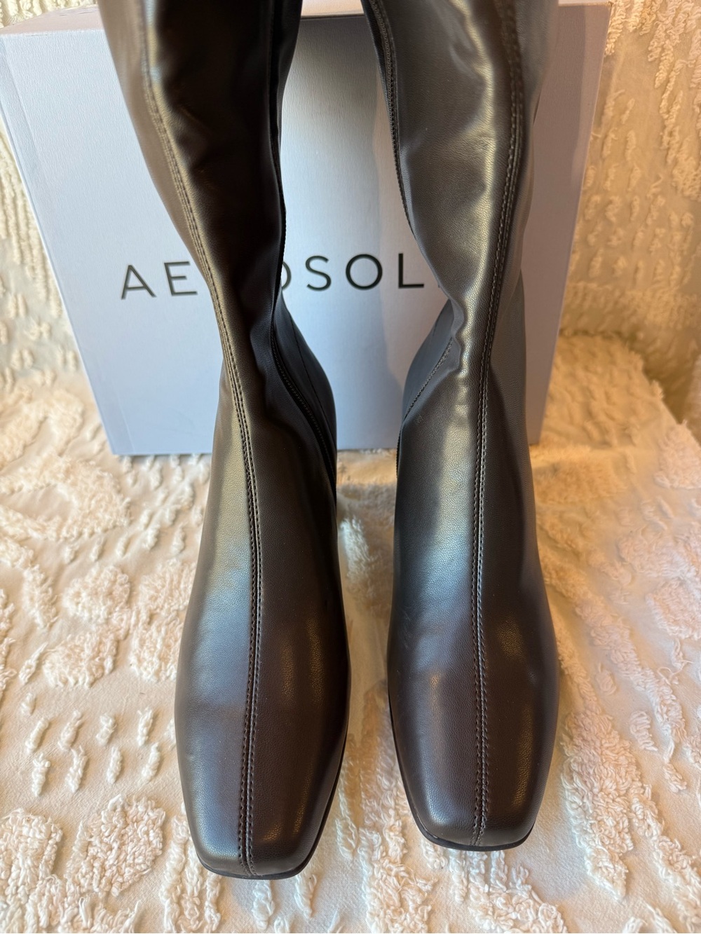 AEROSOLES Dark Brown Over-the-Knee Block Heel Boots #724 - Picture 3 of 6